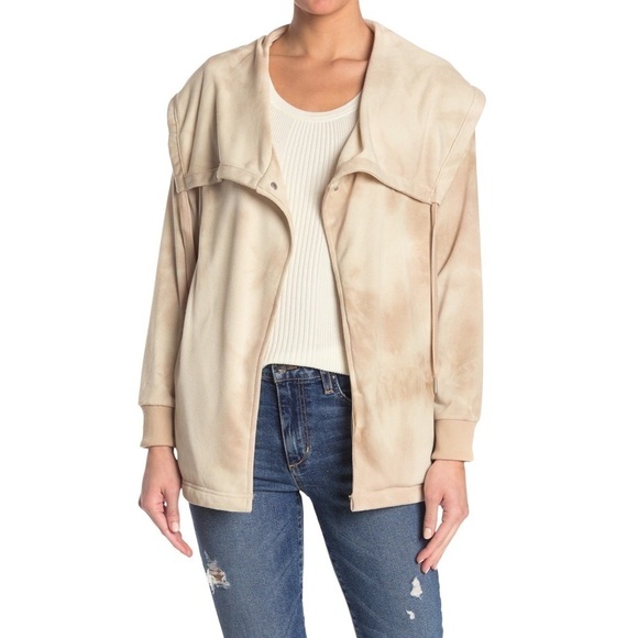 Bagatelle Collection French Terry Draped Tie Dye Jacket in Sand Large NWT NEW - Picture 1 of 9